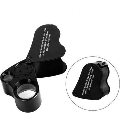 Loupe de bijoutier avec lentille 30X et 60X, loupe LED 2x L