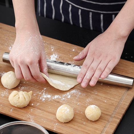 Spatule non-adhésive en acier inoxydable pour pâte à gâteau, rouleau à pâtisserie, outil de cuisson. (1/5)