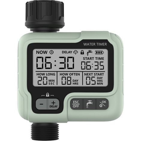 Temporizador de riego automático: gran pantalla digital, dispositivo de riego, accesorio para riego de flores y plantas. (1/5)