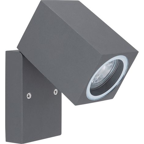 Außenleuchte Wandstrahler Gartenlampe Glas Fassadenleuchte anthrazit UP Wandleuchte mit beweglichem Spot, abwärts leuchtend, Aluminium Druckguss, 1x GU10, BxH 6,6x16,5 cm