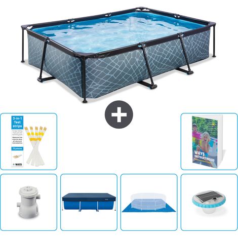 Exit Pool Rechteckig - Steinoptik - 300x200x65 cm - 7-teilig S248