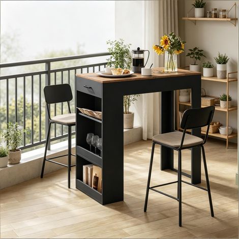 Table à manger haute style bistrot, idéale pour cuisine et espace repas (1/5)