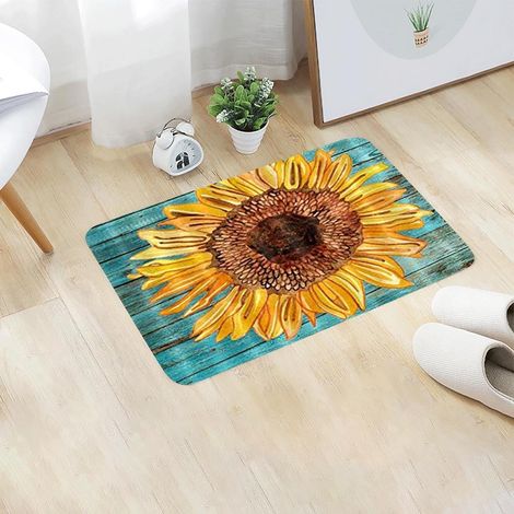 Tapis De Sol - Tapis D'Entrée Non Glissant En Coton Et Polyester - Motif Tournesol - Pour Chambre À Coucher Ou Salon - 1 Pièce (1/3)