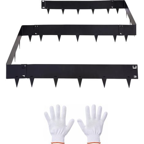 Bordure de Jardin Métal 101,6x20,7 cm Bordure de Pelouse en Acier Galvanisé Lot de 6 pour Massifs de Fleurs, Allées, Délimitation des Espaces, Aménagement Paysager, avec Paire de Gants, Noir (1/5)