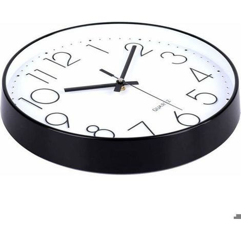 Horloge murale moderne - - 30 cm - Noir - Silencieuse - Non tic tac - Quartz - À piles - Cadran gris (1/4)
