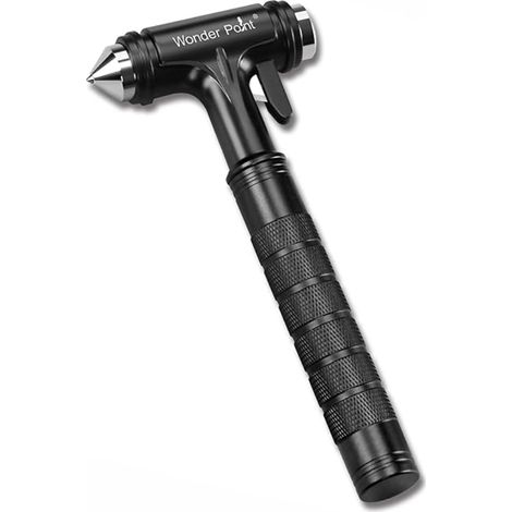 Marteau Brise Vitre Voiture avec Coupe Ceinture Outil d’Évacuation d’Urgence pour Automobile en Alliage d’Aluminium Résistant Noir (1/5)