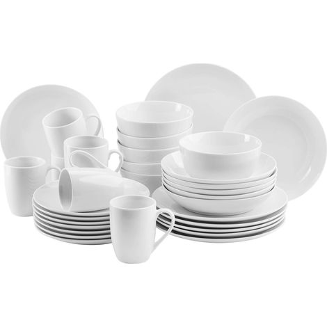 Service de table pour 6 personnes 30 pièces en porcelaine Blanc (1/5)