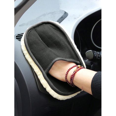 Gants de lavage de voiture en laine (4 pièces), gant épais et chaud pour nettoyage automobile, adapté au polissage, à la cire et au nettoyage intérieur, accessoires protecteurs doux (1/5)