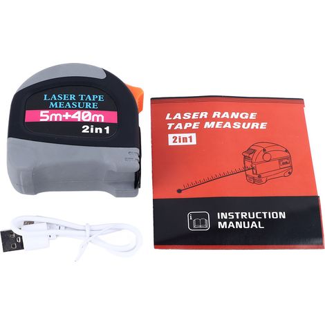 Mètre ruban laser numérique 2 en 1, télémètre laser 40 m (130 pi), ruban à verrouillage automatique 5 m (16 pi)