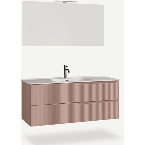 Badezimmer-Hängeleuchte mit Spiegel und Waschbecken 120cm Venere - Pink