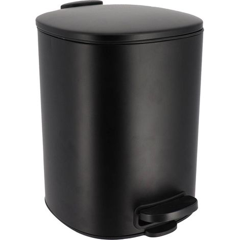 5l eckiger mülleimer aus metall mit fallbremse und pedal - schwarz - Tendance