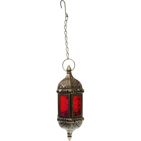 Chaîne En Fer Suspendu Bougeoir En Verre Bougeoir Lanterne Lampe Bronze (1/5)