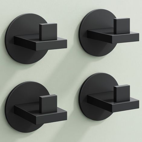 Mai & Mai Kleiderhaken 4 Stück Wandgarderobe Wandhaken aus Edelstahl Garderobenleiste Garderobenhaken 8cm Matt schwarz Stalo-08