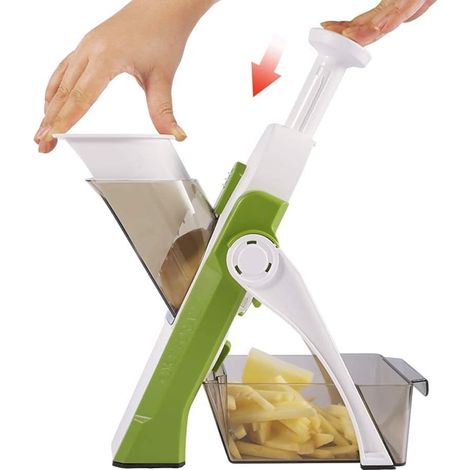 Mandoline de cuisine manuelle multifonctionnelle pleine lame en acier inoxydable, carottes de pommes de terre râpées, en cubes et frites (1/4)