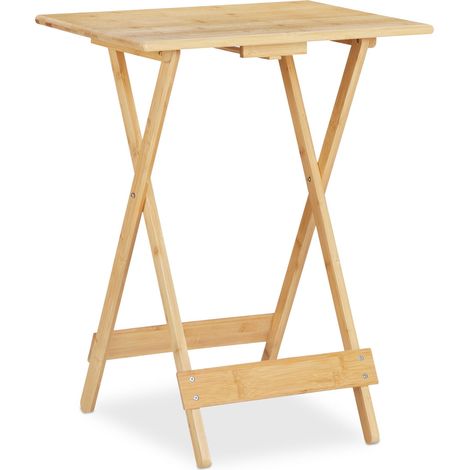 Tavolo pieghevole decorativo d'appoggio interno esterno 80 x 50 x 50 cm in bambù naturale 130010147