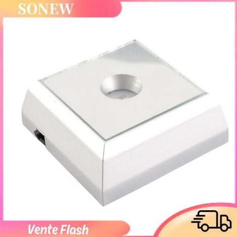 Support De Lampe Led - Base Carrée En Miroir Pour Statue En Cristal Acrylique - Lumière Blanche Et Colorée - 4 Led - 5 X 5 Cm - 3 Piles Aaa Non Inclues (1/5)