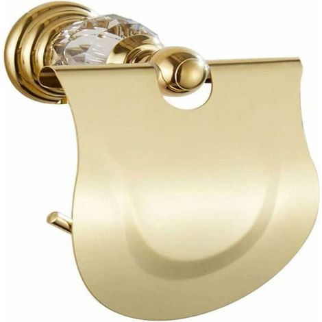 Porte-rouleau de papier toilette doré avec couvercle, distributeur mural en acier inoxydable, porte-rouleau de papier toilette antirouille (1/5)