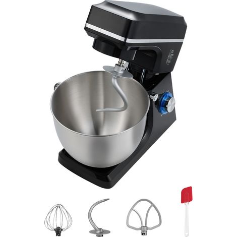 Robot Pâtissier 8,3L, 1400W, 6 Vitesses + P, Bol Inox, Crochet Pétrin, Fouet, Spatule, Batteur, Noir (1/5)