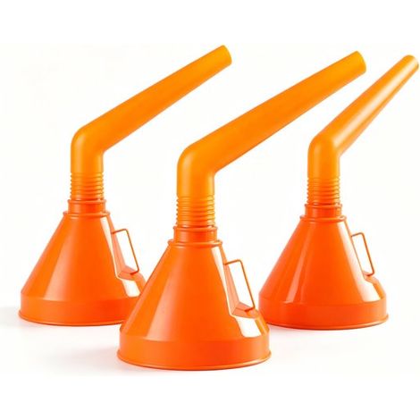 Embudo con filtro, Embudo para aceite de coche, Embudo para gasolina, 130 mm, Paquete de 3, Negro (1/5)