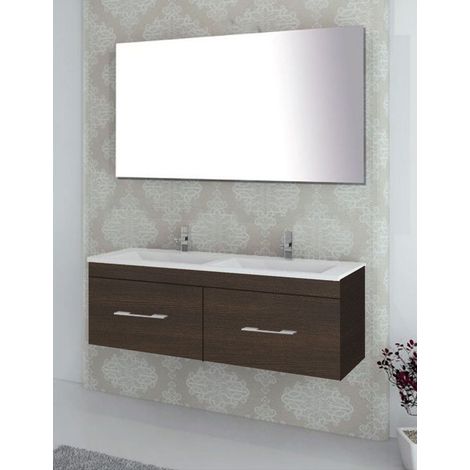 Conjunto de Baño Suspendido Florencia cajones - 8 colores distintos -14 medidas - incluye mueble, lavabo y espejo - Roble Evasión 120 x 45 cm 2 Senos (1/3)
