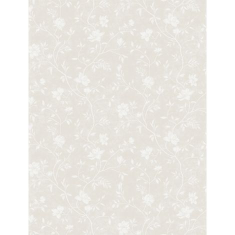 papier peint fleurs beige crème clair et blanc - Sanders & Sanders (1/2)