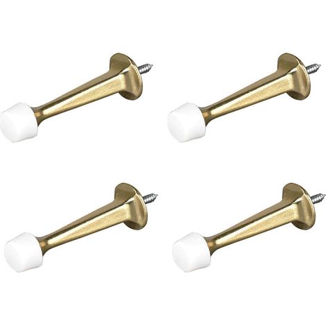 Lot de 4 butées de porte, en alliage de zinc, protection murale d'arrêts de porte avec pare-chocs en caoutchouc pour intérieur et extérieur, 73 mm Doré (1/5)