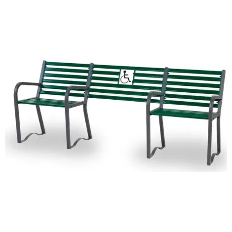 Panca Compagnia 257 metallo zincato schienale braccioli 204x63x82h Giochipark - Grigio micaceo/RAL 6005