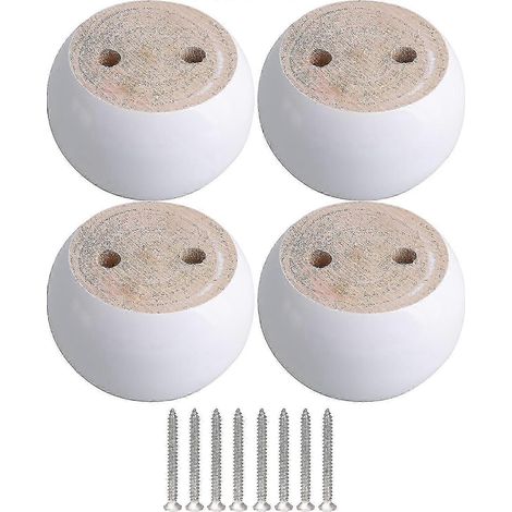 Un ensemble de quatre pieds de meubles ronds en bois d'eucalyptus blanc, mesurant 8 x 8 x 5 cm, peut supporter un poids d'environ 100 kg. (1/5)