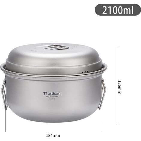 GARRYFIZH Ensemble de casserole et marmite en titane, avec couvercle, pour camping outdoor (1/5)