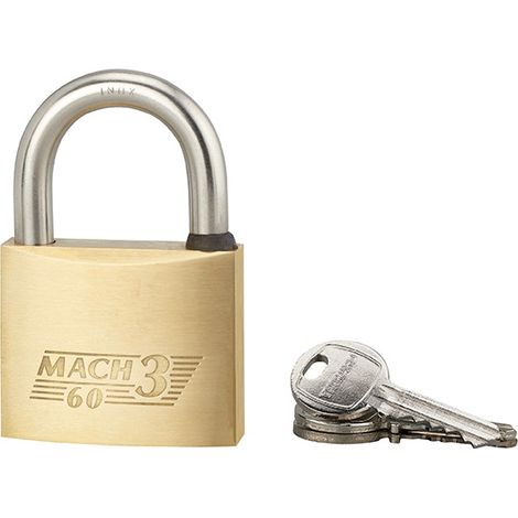 Lucchetto MACH 3 60 mm con arco in acciaio inox, 3 chiavi – THIRARD (1/2)