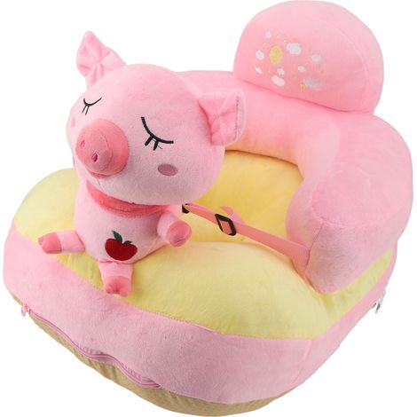 Canapé-lit bébé antidérapant et anti-basculement, angle réglable, siège d'éveil en peluche rose cochon (1/5)