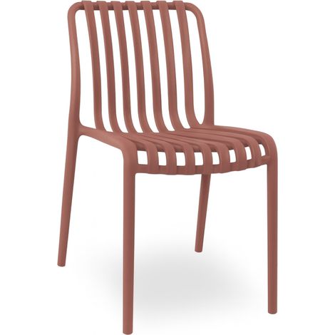 Sedia da esterno Iside in plastica resistente, comfort premium rosso mattone