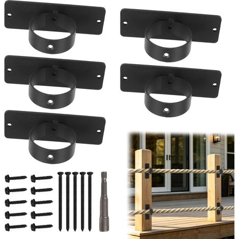 5PCS de supports pour clôture en corde, supports en anneau pour cordes de bataille, ancrages pour clôtures en corde, garde-corps d'escalier, crochets muraux, crochets de plafond (1/5)