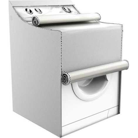 2 housses pour lave-linge et sèche-linge, imperméables et résistantes à la poussière, avec fermeture éclair, couleur argentée, pour utilisation extérieure ou intérieure (1/2)