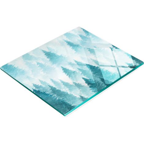 Tabla de cocina de vidrio templado duradera y elegante con estampado de bosque, 60x52 cm. (1/5)