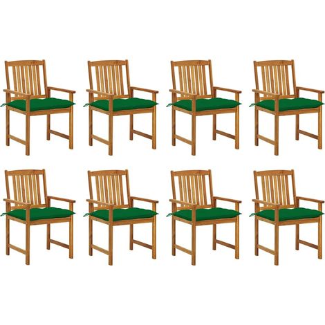 Lot de 8 Chaises de jardin avec coussins - Chaises d'extérieur pour terrasse/jardin Bois d'acacia solide BV702606 - BonneVie (1/5)