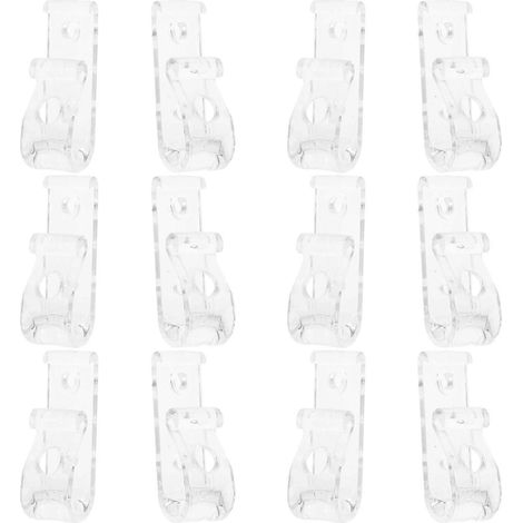 Crochets de rideaux à enrouleur transparents (12 pièces) pour usage domestique (1/5)
