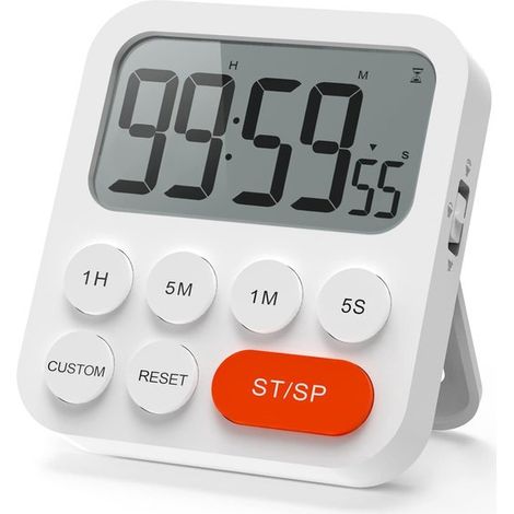 Temporizador de cocina digital con cronómetro magnético y reloj, Pantalla LCD, control de volumen de 3 niveles para cocinar (1/5)