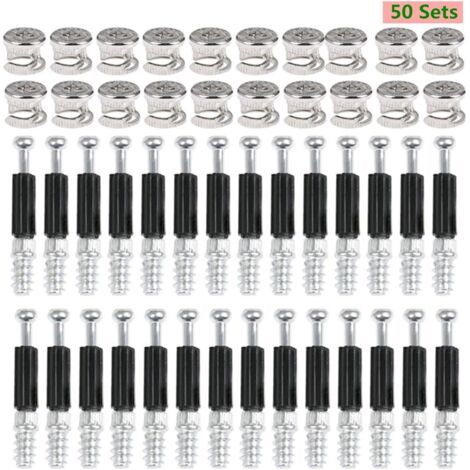 Raccords de Came 50 Paire de Connexion de Panneaux d'armoires de Meubles Ø15mm Connecteur Invisible de Meuble de Cuisine, Placard, Armoire en Bois 40mm