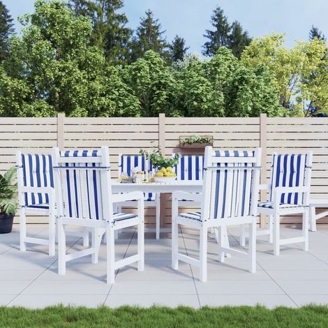 Lot de 6 Coussins de chaise à Dossier bas,Coussins de Chaise Dossier Siège Confortables rayures bleu et blanc -AD90525 (1/5)