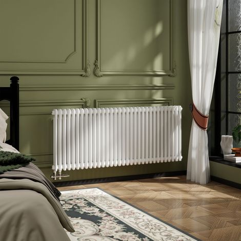 AICA Traditioneller 2-Säulen Heizkörper 600x1460mm Weiß aus Stahl
