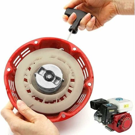 Cordon de lanceur à rappel automatique - Poignée de lanceur à rappel automatique pour générateur - Convient aux tondeuses à gazon GX120, GX160, GX200, 5,5 CV et 6,5 CV - Rouge (1/5)
