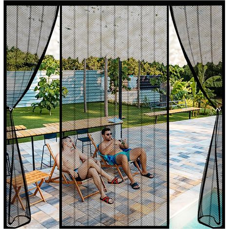Moustiquaire Magnétique pour Double Porte Terrasse, Rideau Coulissant avec Montage Facile Et Adhésif - Noir-A, 120x180cm