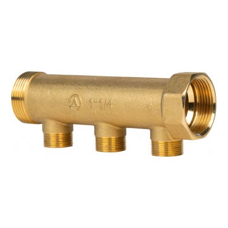 Collettore Ottone Giallo - Misura: 1"1/4 - 3 uscite da 3/4" - Caldo/freddo