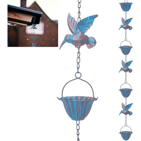 Chaîne de pluie colibri pour gouttières, chaîne de pluie suspendue pour l'évacuation de l'eau, décoration pour attrape-pluie libre et tuyaux de descente (1/4)
