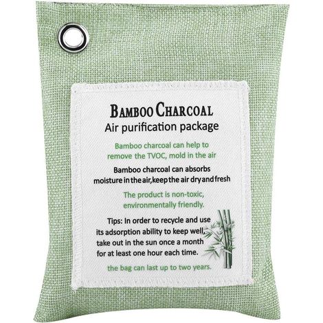 Sac de Charbon Purificateur D'air Naturel De Bois Activé Bambou Absorbeur D'odeur Eliminator Home Chaussures De Voiture Désodorisant pour Fridgerator Toilette Salles De Bains(Vert clair) (1/5)