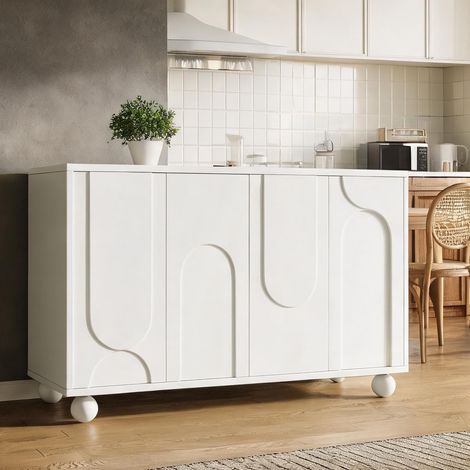 Buffet coloris blanc en mDF métal 120 x 35 x 71 cm (1/5)