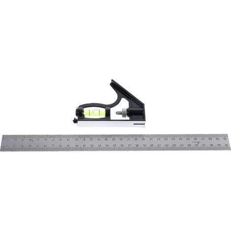 Équerre de menuisier combinée avec tête carrée, outil de mesure, gris clair, 30 x 11 x 1,5 cm, marquage d'angle à 45°, lot de 2 (1/5)