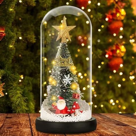 Arbre de Noël dans Dôme de Verre, Mini Sapin de Noel Lumineux, Miniature Arbre de Noel Artificiel avec Lumière pour D SAPIN DE NOEL (1/4)