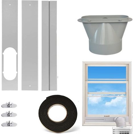 Kit d'étanchéité fenêtre pour climatiseur mobile, longueur réglable 43-129 cm, joint fenêtre pour tuyau d'évacuation diamètre 13 cm